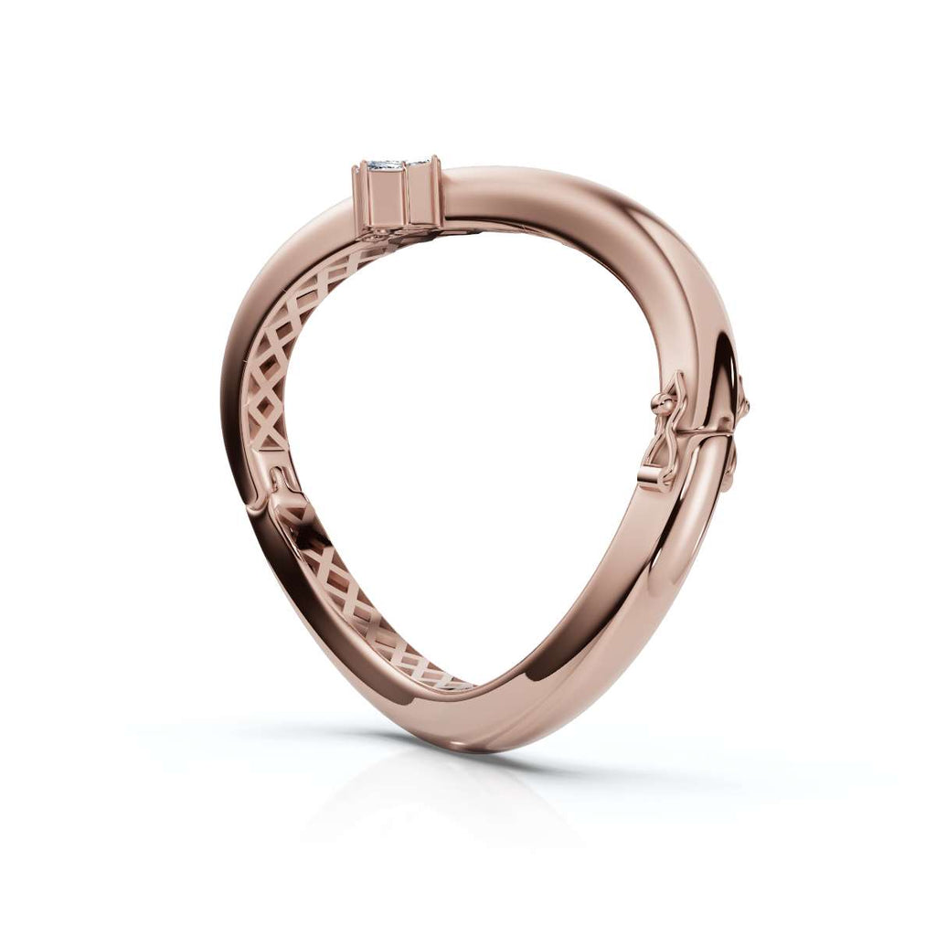 The Continuum Wave: Asymmetric Multi-Shape 0.50 CTW Diamond Ribbon Bangle 14K-18K Gold/Platinum
