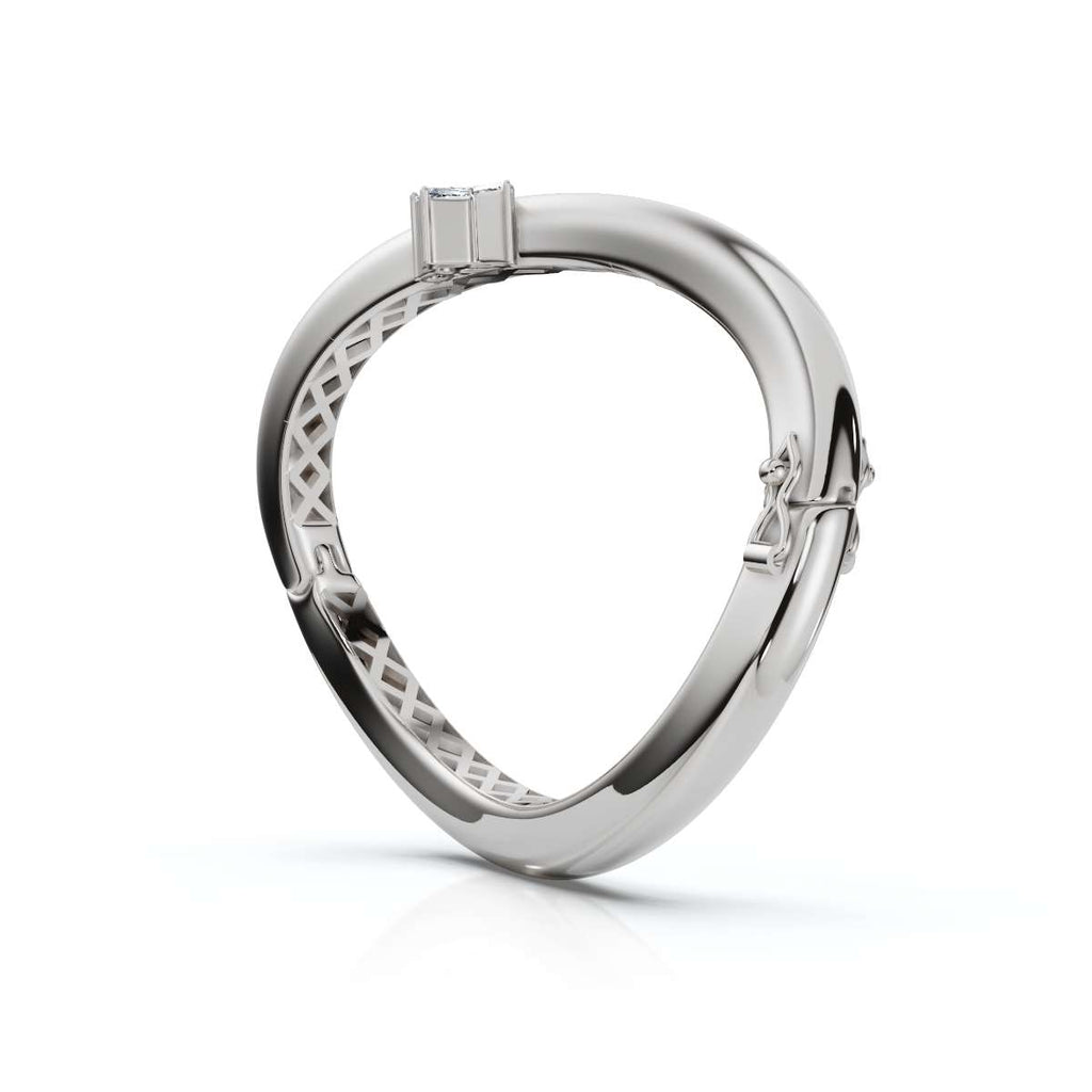 The Continuum Wave: Asymmetric Multi-Shape 0.50 CTW Diamond Ribbon Bangle 14K-18K Gold/Platinum