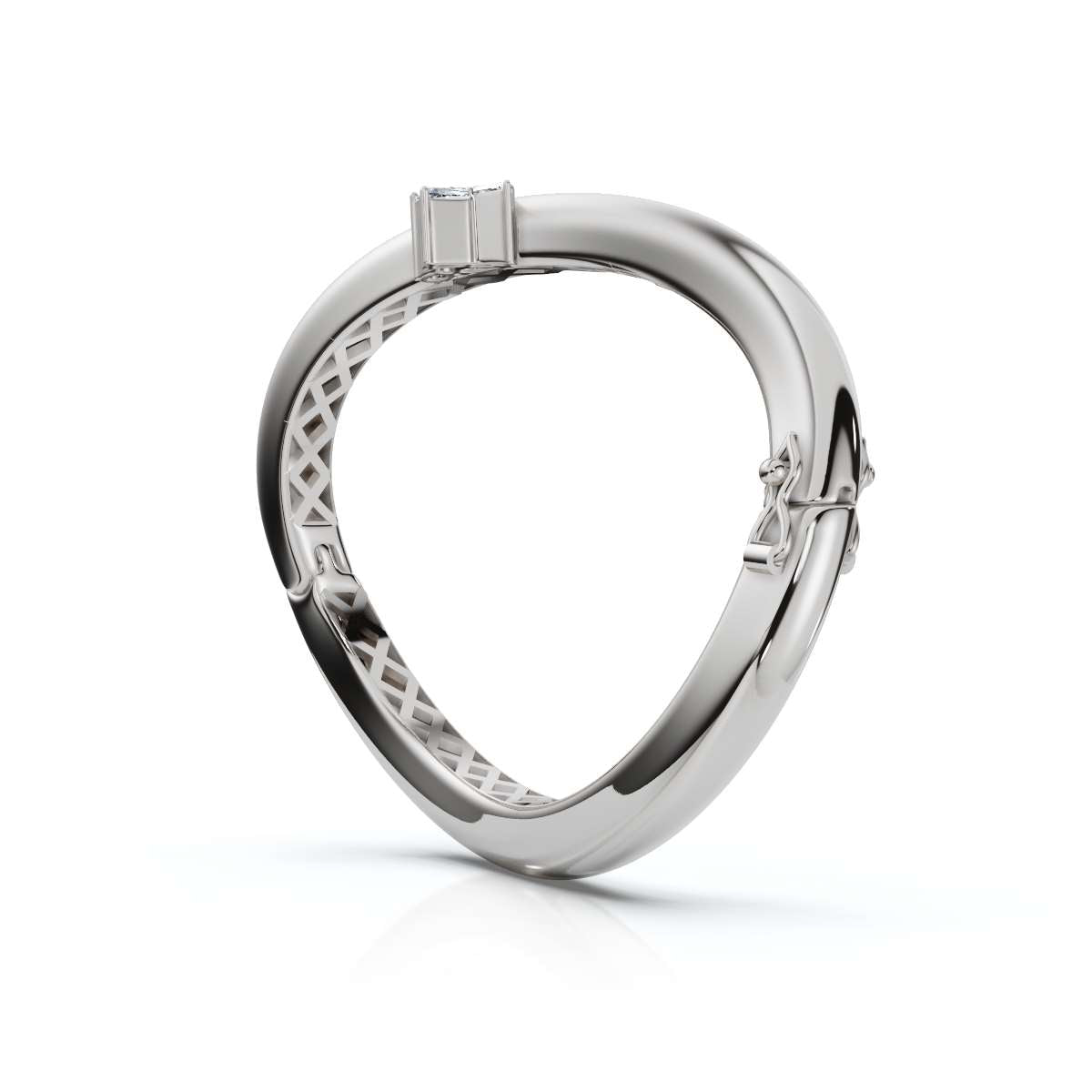 The Continuum Wave: Asymmetric Multi-Shape 0.50 CTW Diamond Ribbon Bangle 14K-18K Gold/Platinum