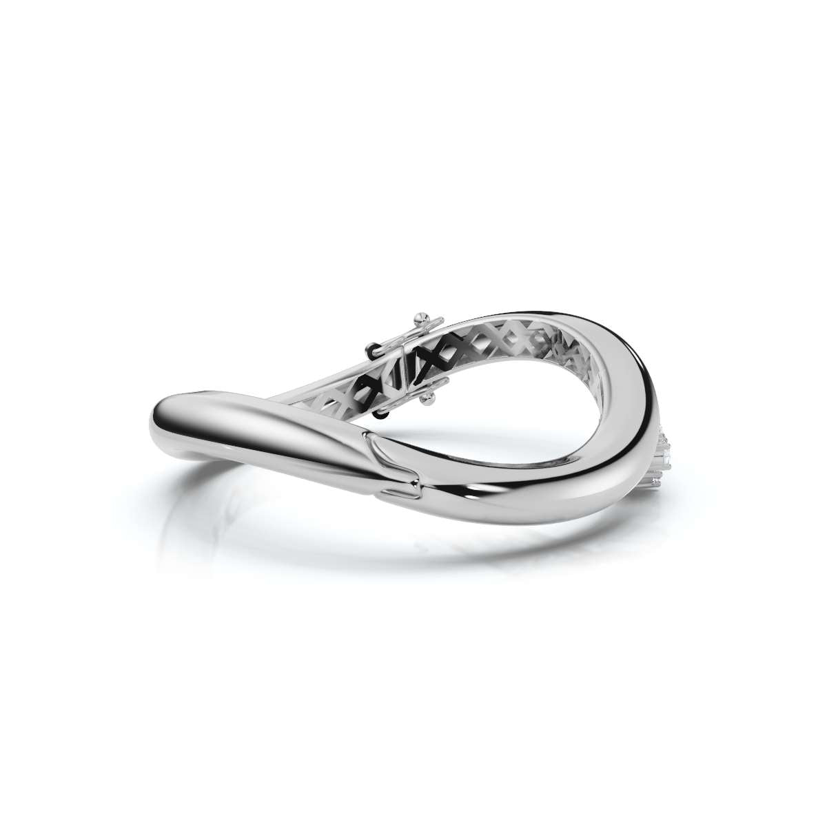 The Continuum Wave: Asymmetric Multi-Shape 0.50 CTW Diamond Ribbon Bangle 14K-18K Gold/Platinum