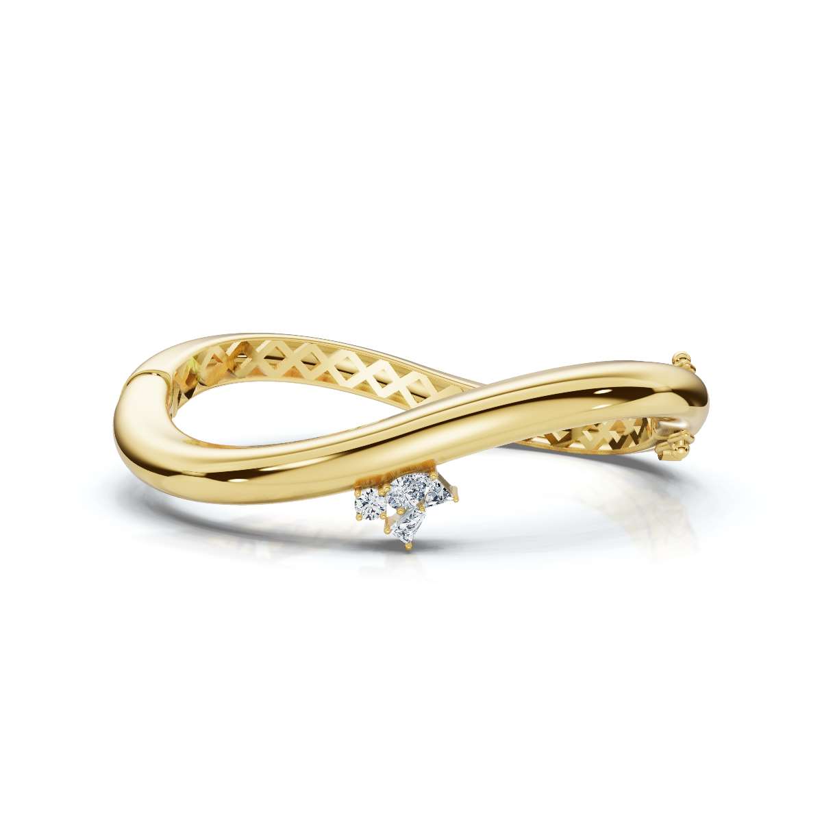 The Continuum Wave: Asymmetric Multi-Shape 0.50 CTW Diamond Ribbon Bangle 14K-18K Gold/Platinum