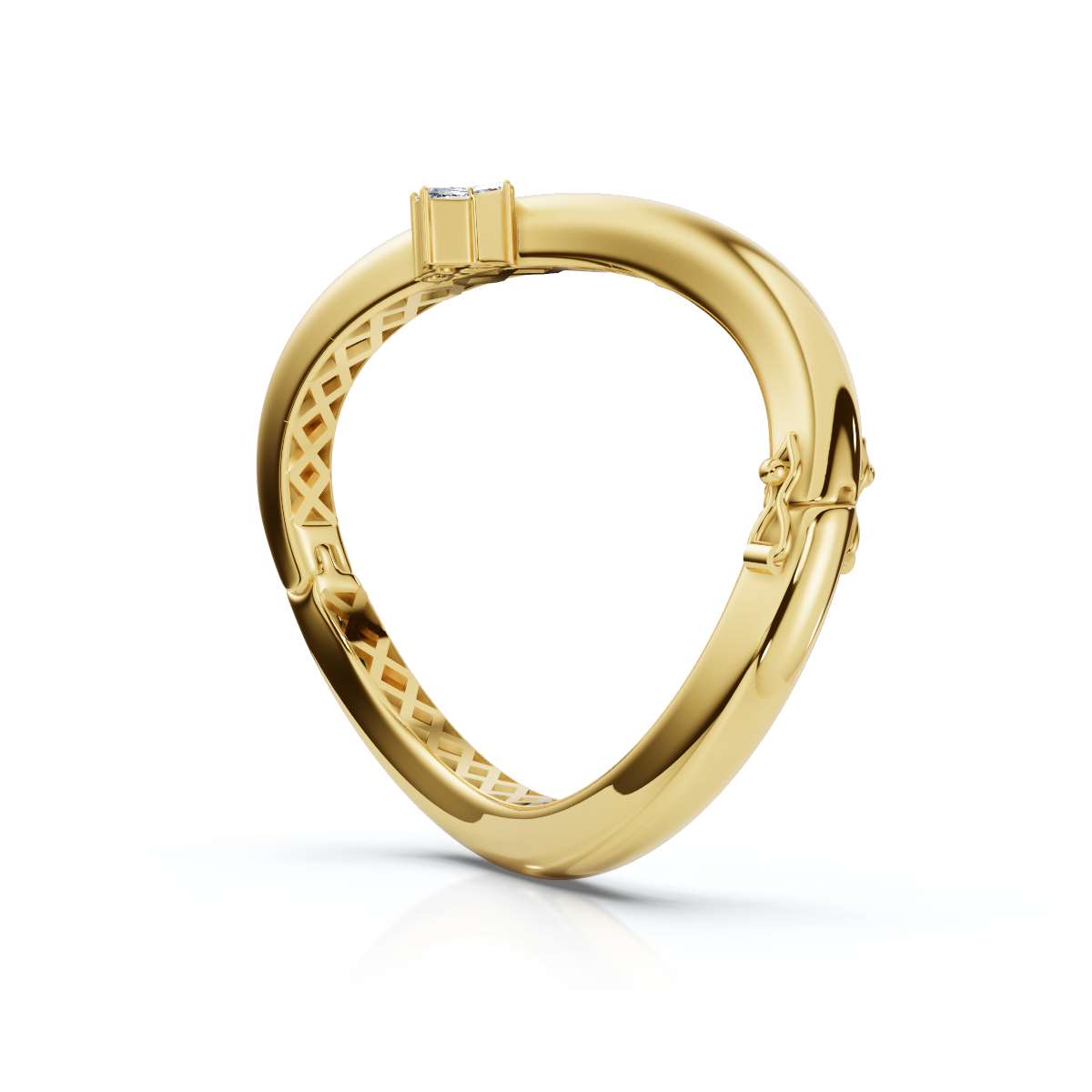 The Continuum Wave: Asymmetric Multi-Shape 0.50 CTW Diamond Ribbon Bangle 14K-18K Gold/Platinum
