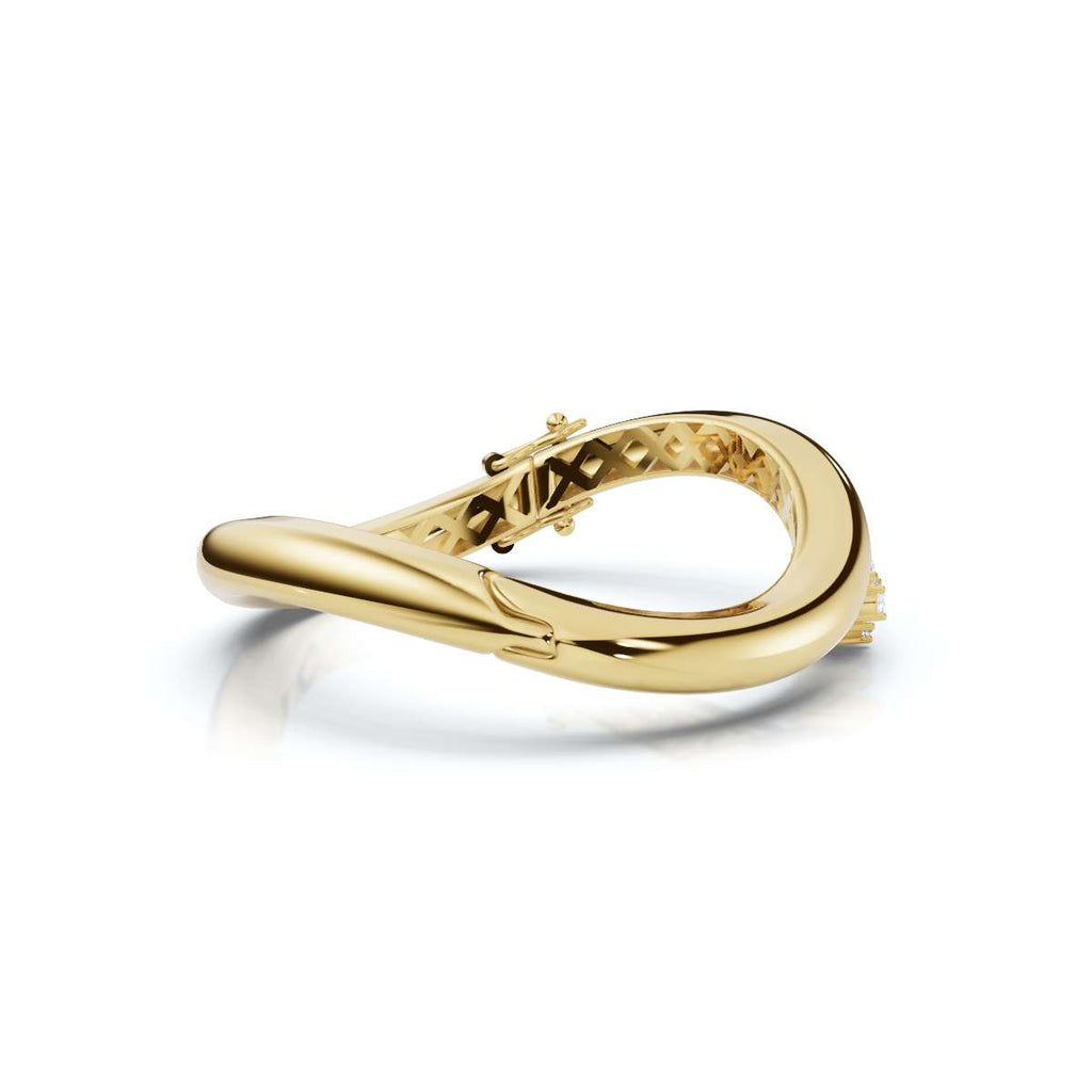 The Continuum Wave: Asymmetric Multi-Shape 0.50 CTW Diamond Ribbon Bangle 14K-18K Gold/Platinum