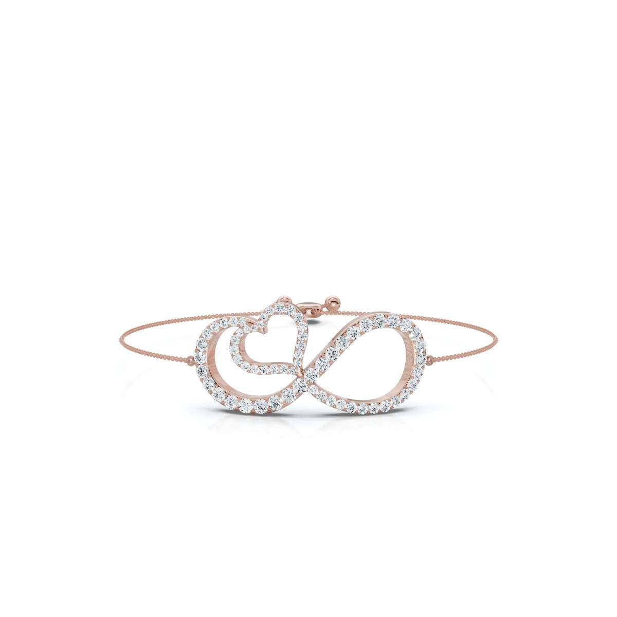 The Amara Bracelet: 0.82 CTW Infinity Heart Lab-Grown Diamond Bolo Bracelet 14K-18K Gold/Platinum