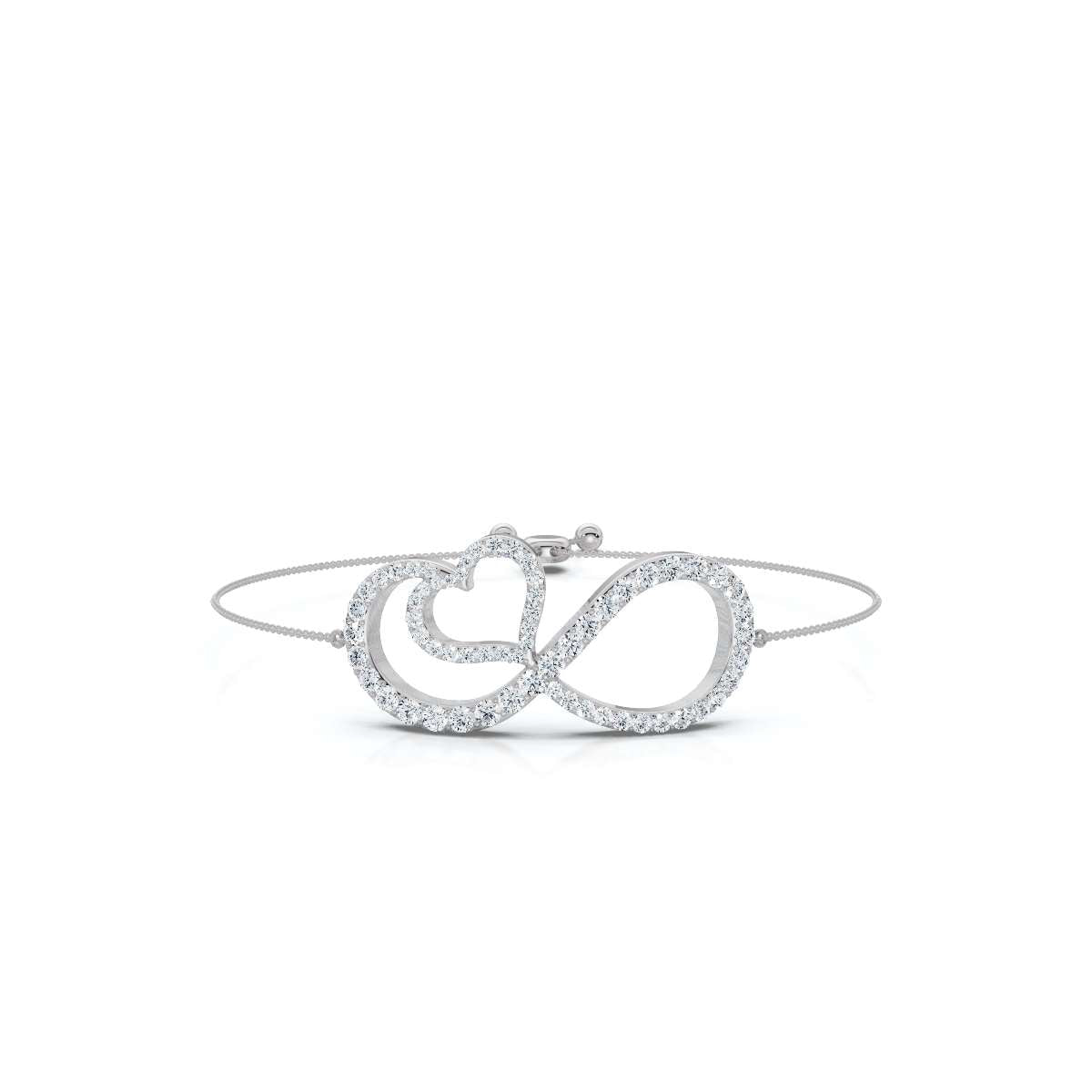 The Amara Bracelet: 0.82 CTW Infinity Heart Lab-Grown Diamond Bolo Bracelet 14K-18K Gold/Platinum
