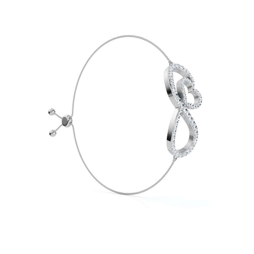 The Amara Bracelet: 0.82 CTW Infinity Heart Lab-Grown Diamond Bolo Bracelet 14K-18K Gold/Platinum