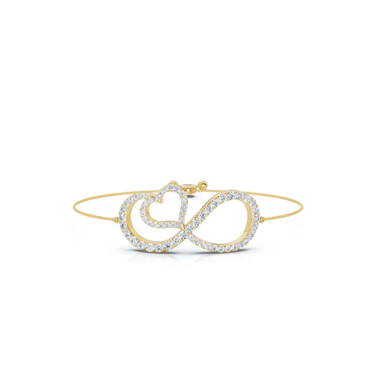 The Amara Bracelet: 0.82 CTW Infinity Heart Lab-Grown Diamond Bolo Bracelet 14K-18K Gold/Platinum