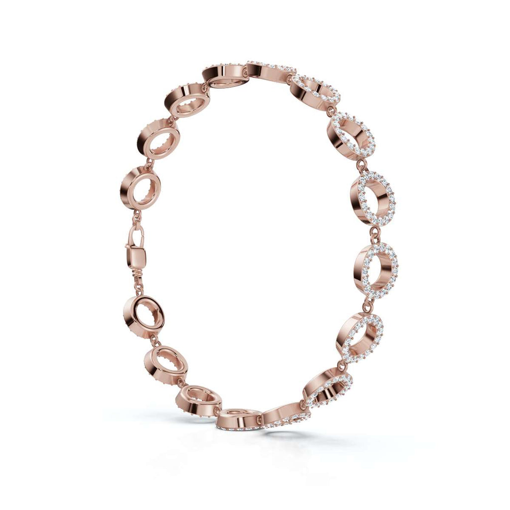 The Orbit Link: 1.53 CTW Open-Circle Diamond Halo Bracelet 14K-18K Gold/Platinum Band