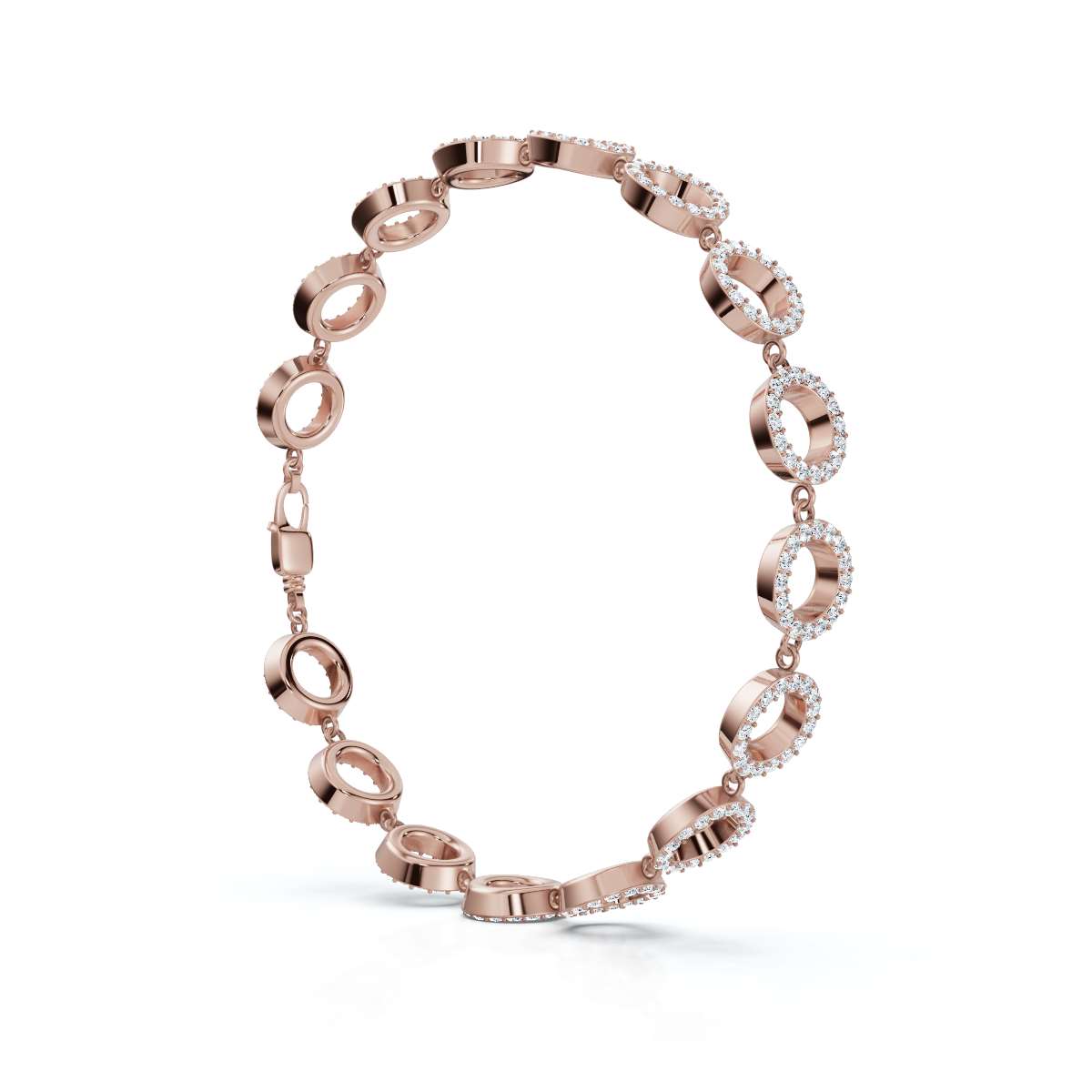 The Orbit Link: 1.53 CTW Open-Circle Diamond Halo Bracelet 14K-18K Gold/Platinum Band