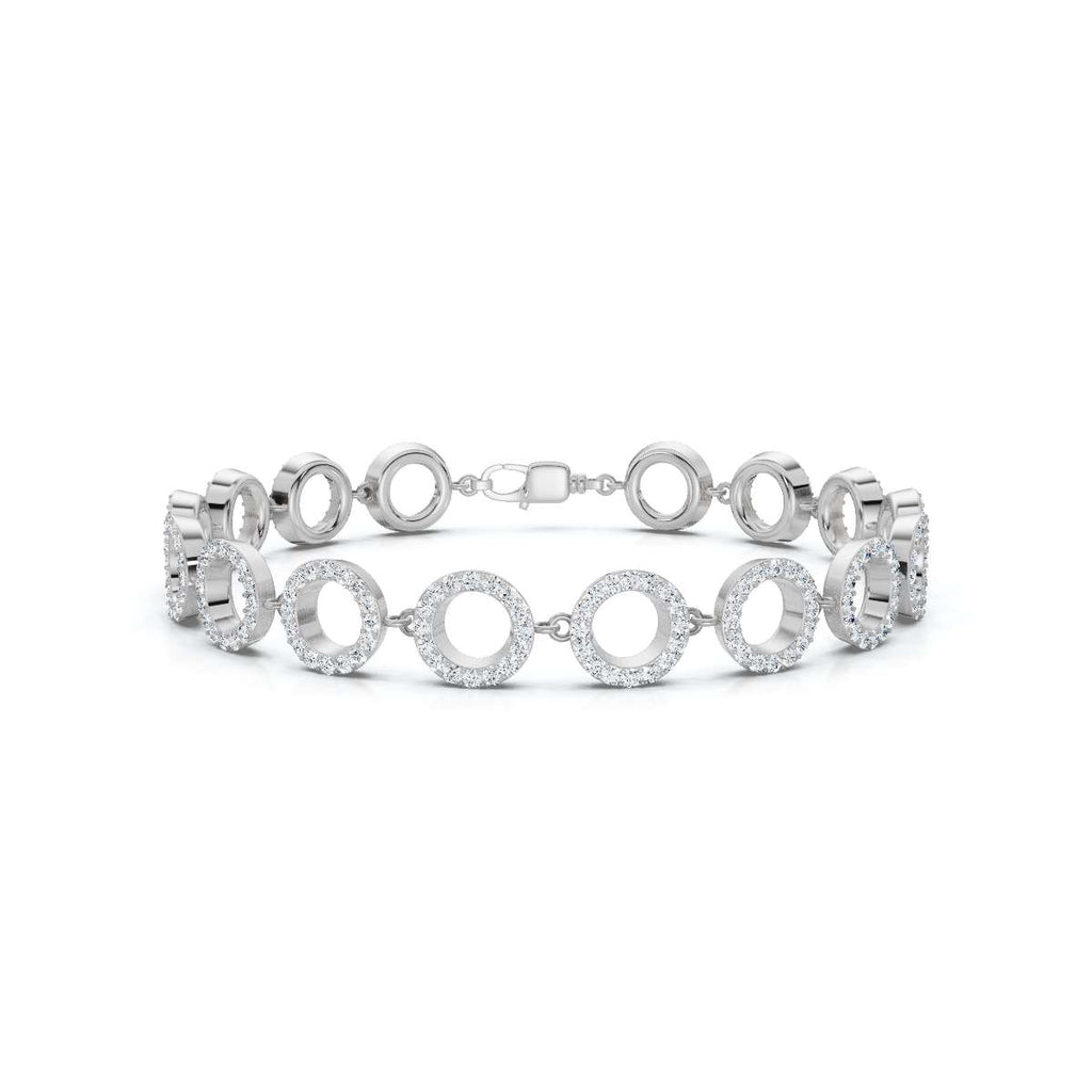 The Orbit Link: 1.53 CTW Open-Circle Diamond Halo Bracelet 14K-18K Gold/Platinum Band