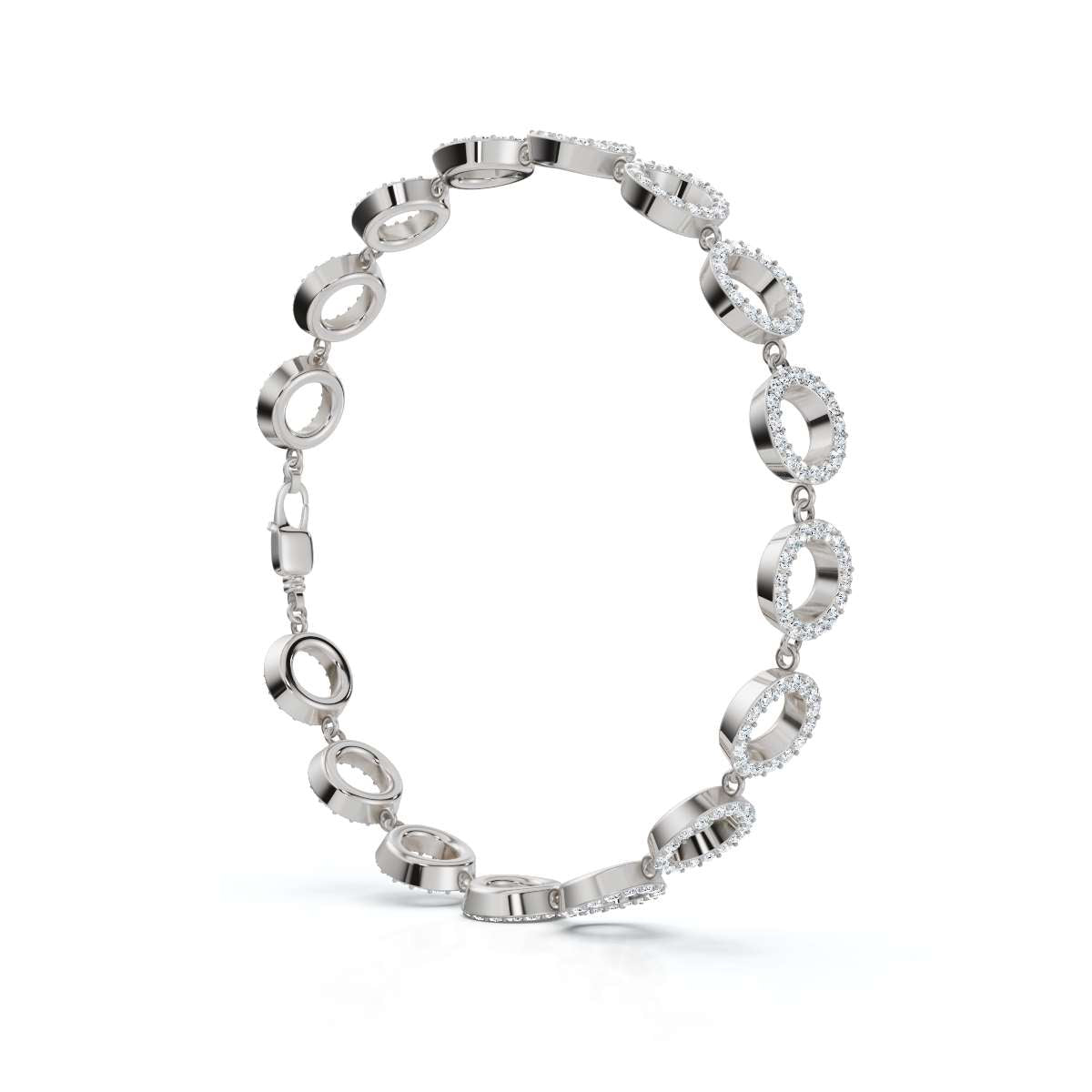 The Orbit Link: 1.53 CTW Open-Circle Diamond Halo Bracelet 14K-18K Gold/Platinum Band