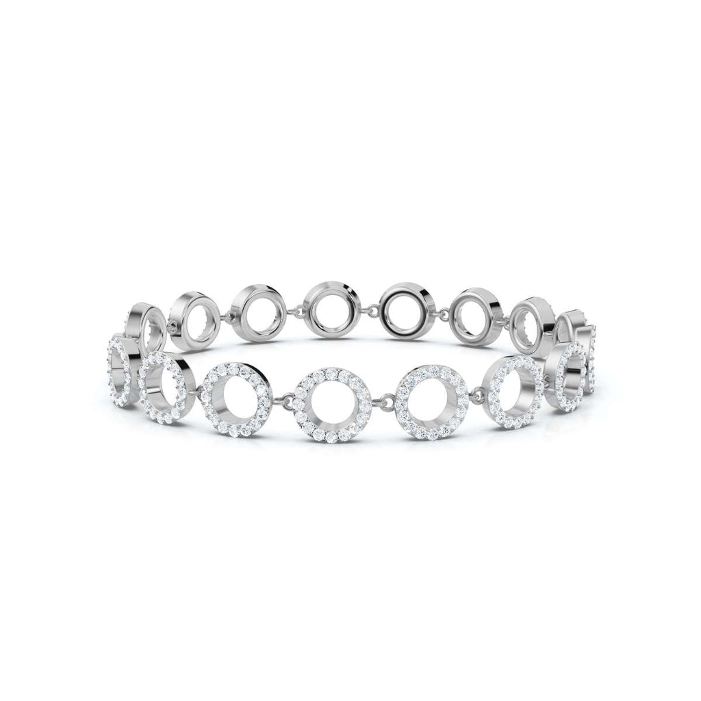 The Orbit Link: 1.53 CTW Open-Circle Diamond Halo Bracelet 14K-18K Gold/Platinum Band