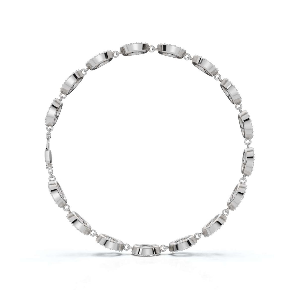 The Orbit Link: 1.53 CTW Open-Circle Diamond Halo Bracelet 14K-18K Gold/Platinum Band