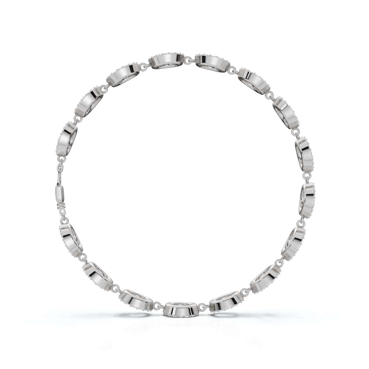 The Orbit Link: 1.53 CTW Open-Circle Diamond Halo Bracelet 14K-18K Gold/Platinum Band