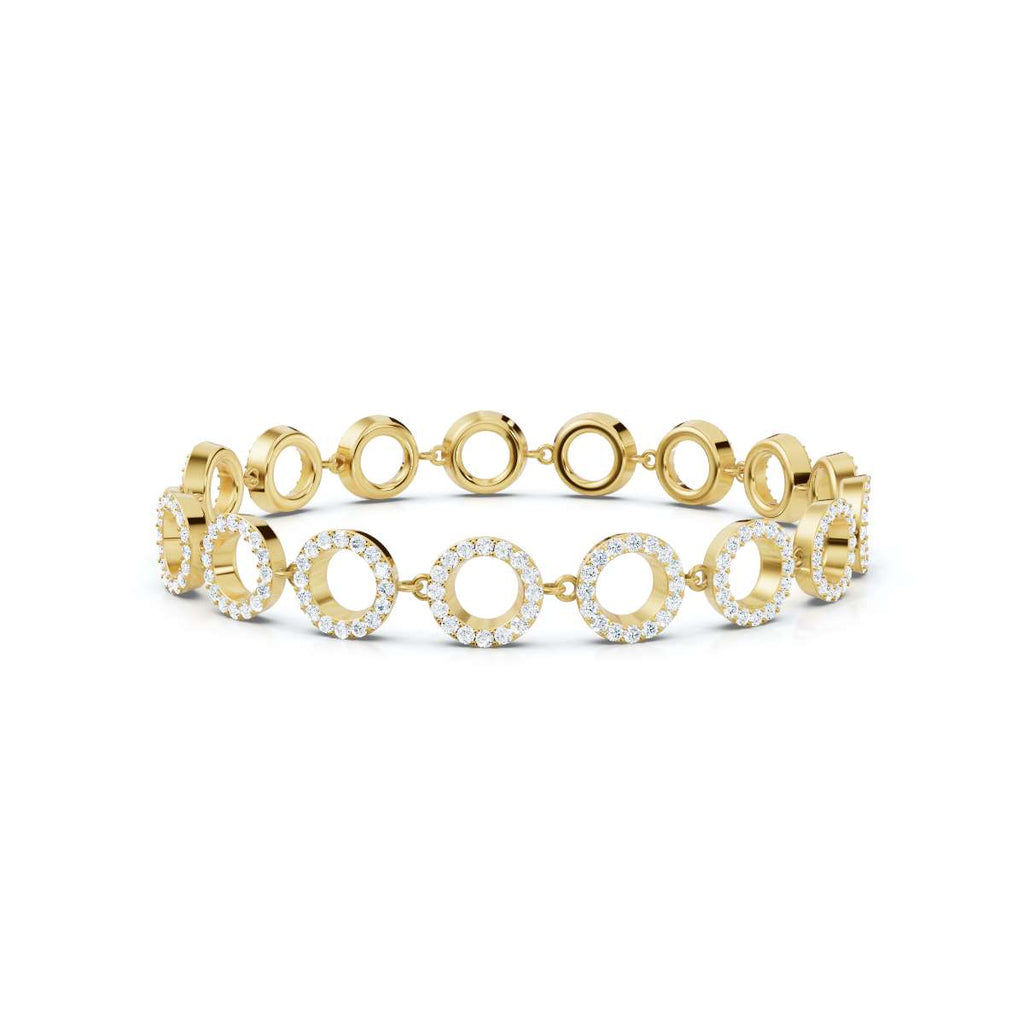 The Orbit Link: 1.53 CTW Open-Circle Diamond Halo Bracelet 14K-18K Gold/Platinum Band