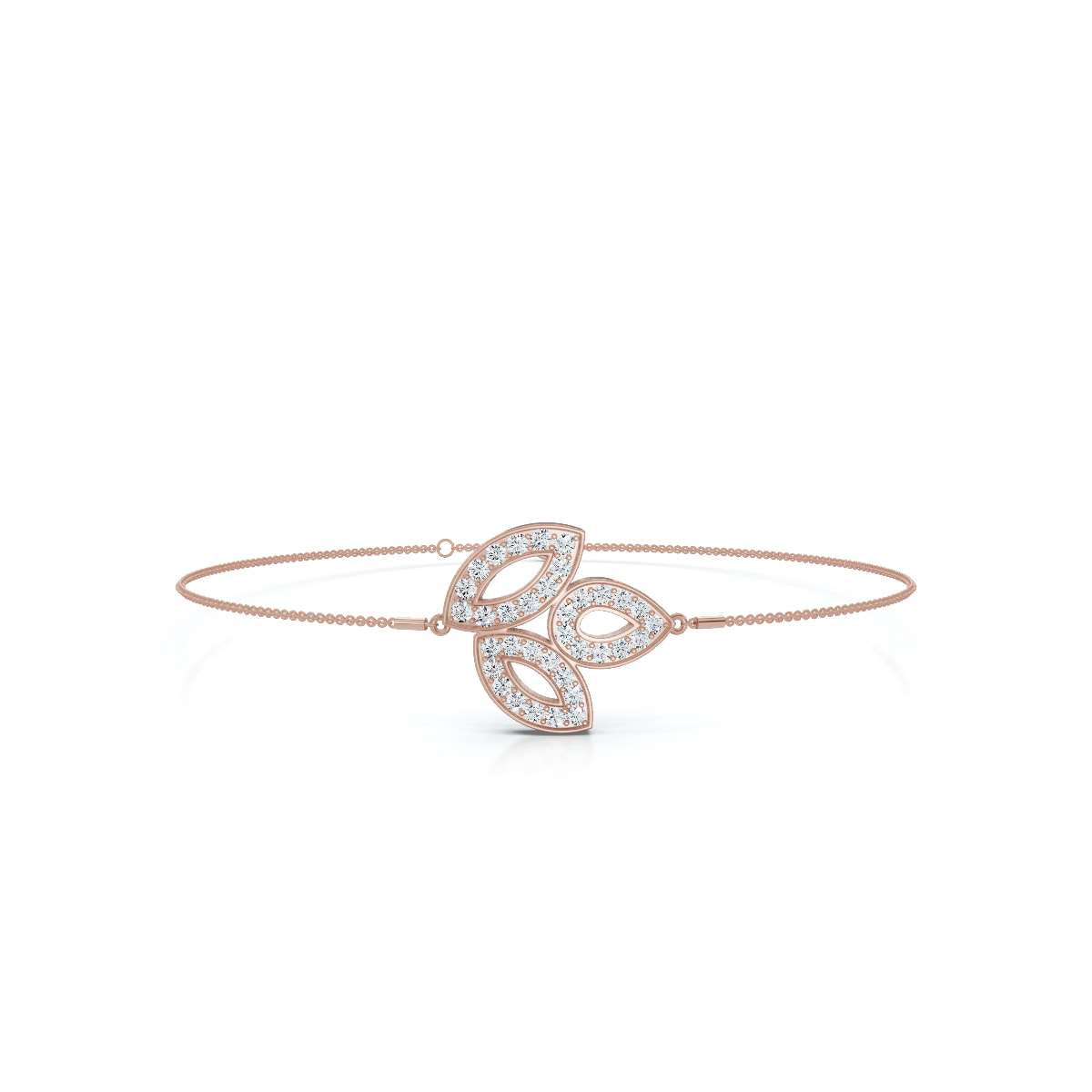 The Ivy Charm: 0.28 CTW Triple-Leaf Pavé Lab-Grown Diamond Chain Bracelet 14K-18K Gold/Platinum
