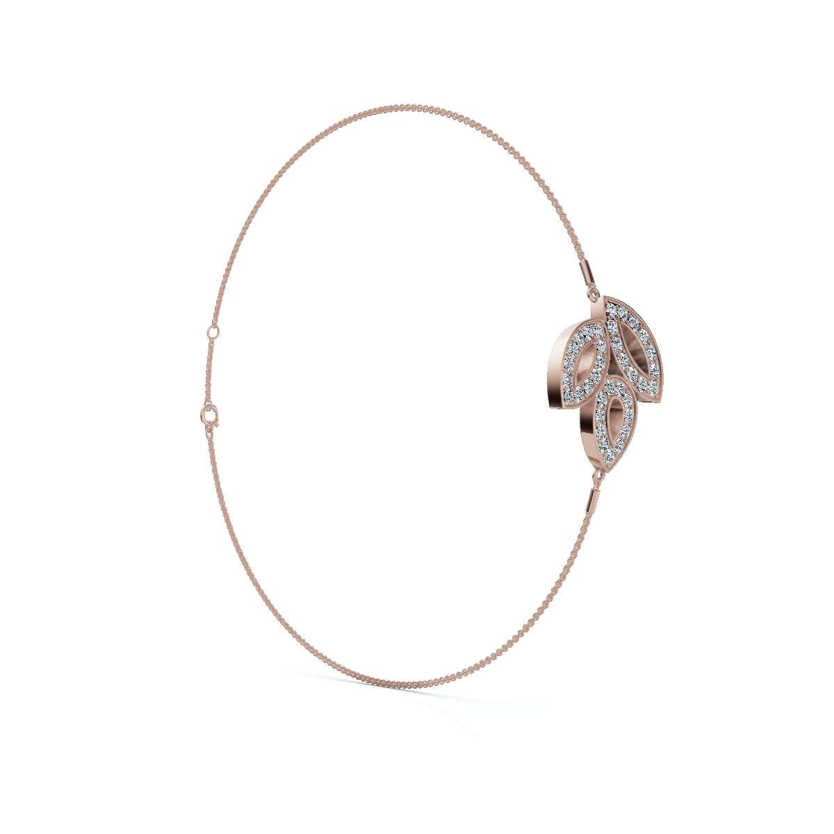The Ivy Charm: 0.28 CTW Triple-Leaf Pavé Lab-Grown Diamond Chain Bracelet 14K-18K Gold/Platinum