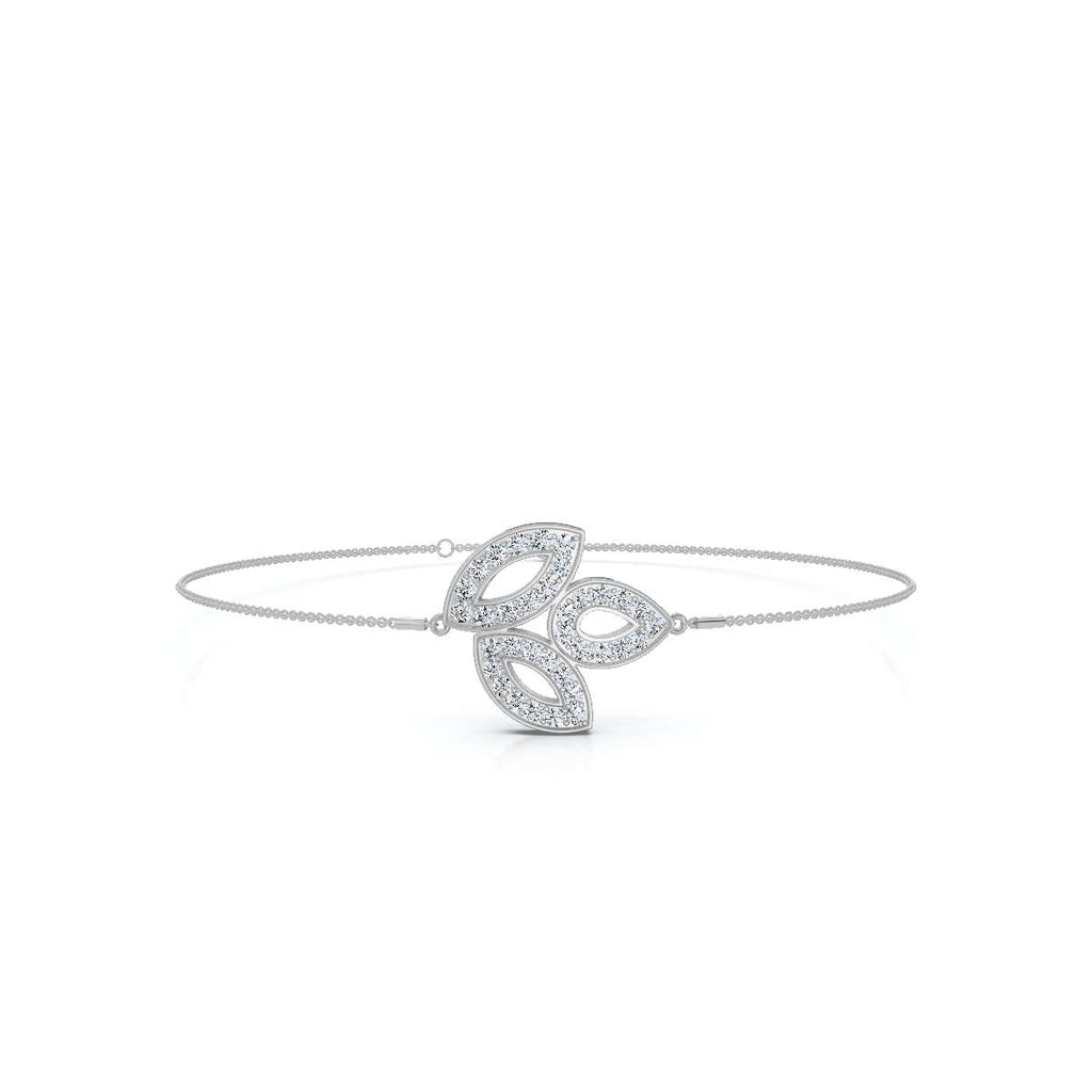 The Ivy Charm: 0.28 CTW Triple-Leaf Pavé Lab-Grown Diamond Chain Bracelet 14K-18K Gold/Platinum