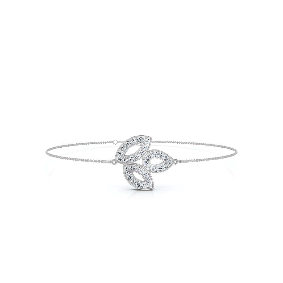 The Ivy Charm: 0.28 CTW Triple-Leaf Pavé Lab-Grown Diamond Chain Bracelet 14K-18K Gold/Platinum