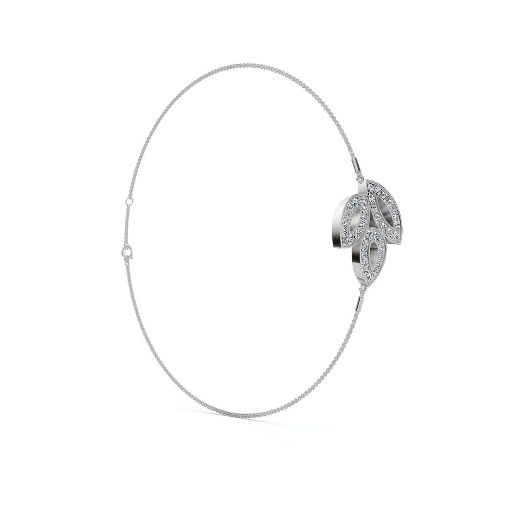 The Ivy Charm: 0.28 CTW Triple-Leaf Pavé Lab-Grown Diamond Chain Bracelet 14K-18K Gold/Platinum
