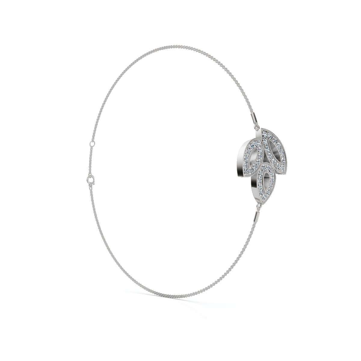 The Ivy Charm: 0.28 CTW Triple-Leaf Pavé Lab-Grown Diamond Chain Bracelet 14K-18K Gold/Platinum
