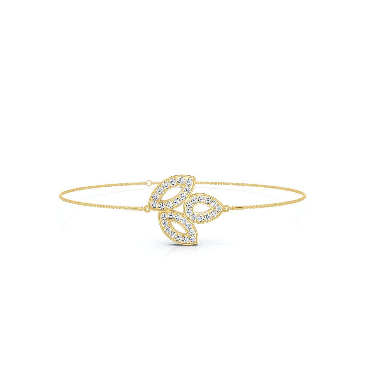 The Ivy Charm: 0.28 CTW Triple-Leaf Pavé Lab-Grown Diamond Chain Bracelet 14K-18K Gold/Platinum
