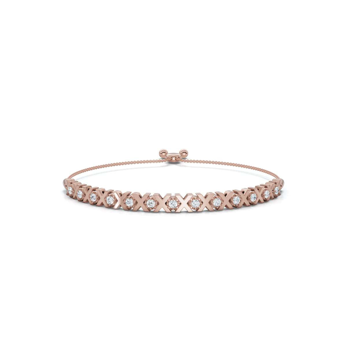 The Amore XO: 0.39 CTW Round Lab-Grown Diamond Alternating Hugs & Kisses Bolo Bracelet