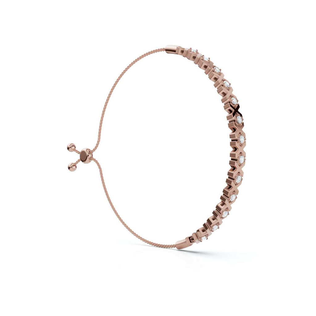The Amore XO: 0.39 CTW Round Lab-Grown Diamond Alternating Hugs & Kisses Bolo Bracelet