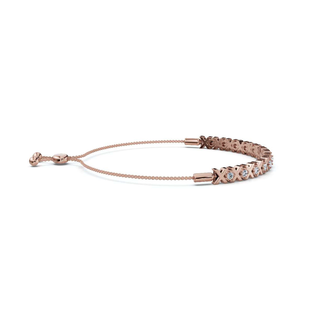 The Amore XO: 0.39 CTW Round Lab-Grown Diamond Alternating Hugs & Kisses Bolo Bracelet