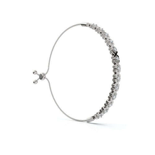 The Amore XO: 0.39 CTW Round Lab-Grown Diamond Alternating Hugs & Kisses Bolo Bracelet