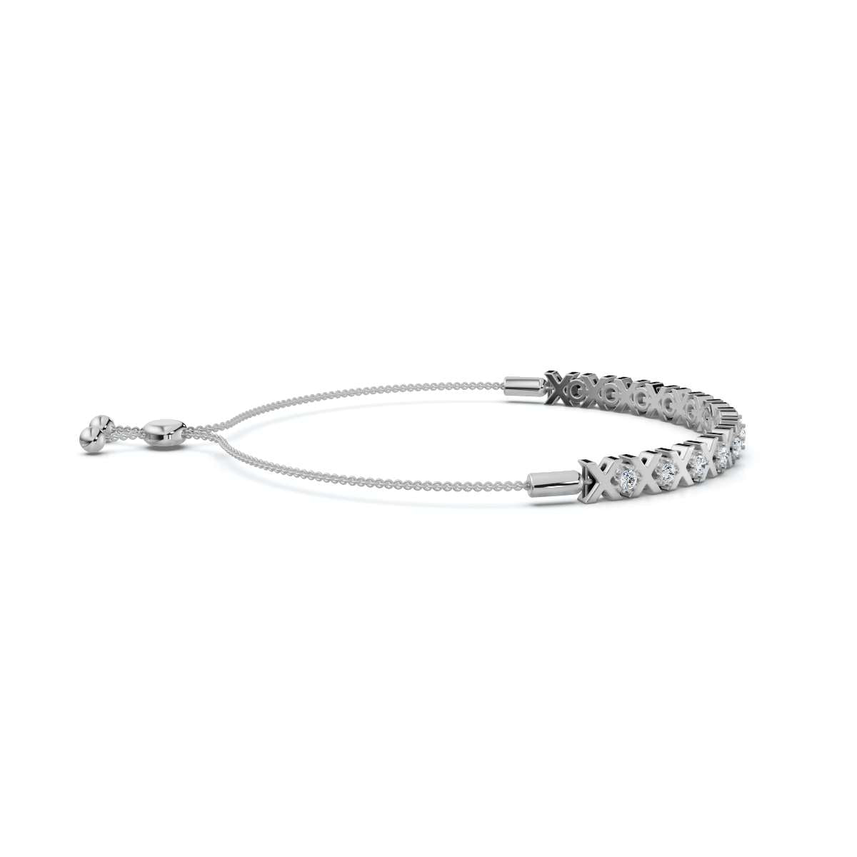 The Amore XO: 0.39 CTW Round Lab-Grown Diamond Alternating Hugs & Kisses Bolo Bracelet