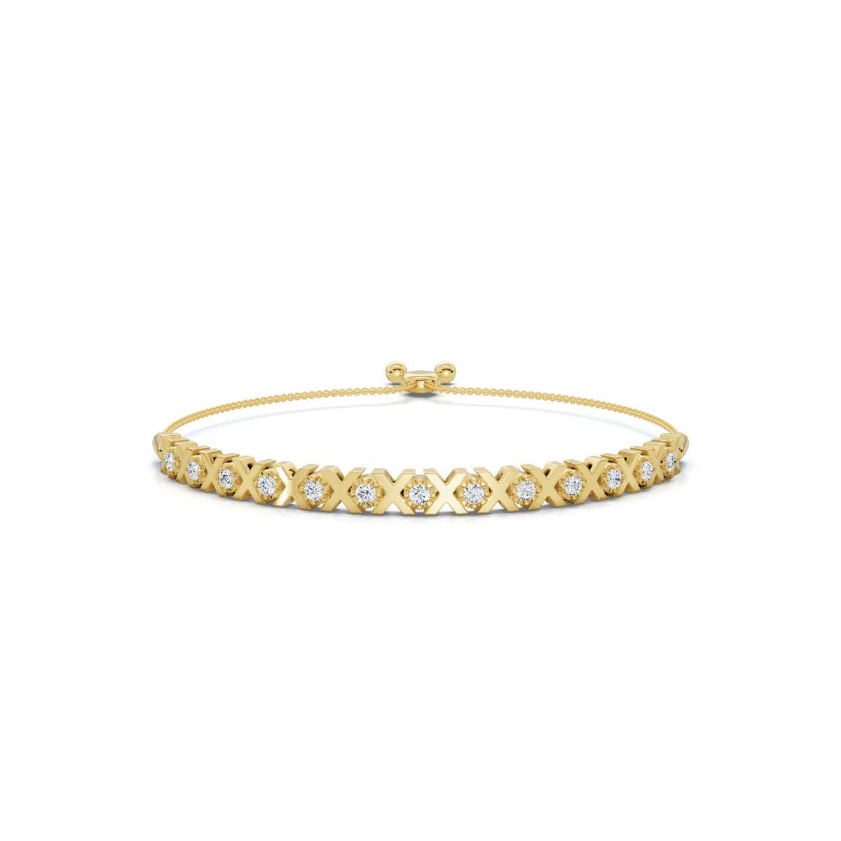 The Amore XO: 0.39 CTW Round Lab-Grown Diamond Alternating Hugs & Kisses Bolo Bracelet