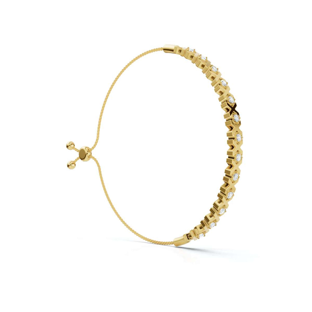 The Amore XO: 0.39 CTW Round Lab-Grown Diamond Alternating Hugs & Kisses Bolo Bracelet