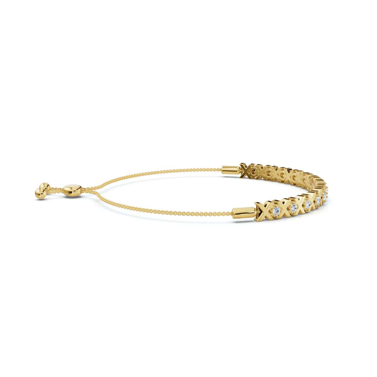 The Amore XO: 0.39 CTW Round Lab-Grown Diamond Alternating Hugs & Kisses Bolo Bracelet
