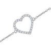 The Juliet Bracelet: 0.13 CTW Open Heart Pavé Lab-Grown Diamond Chain Bracelet 18K Gold Wristband