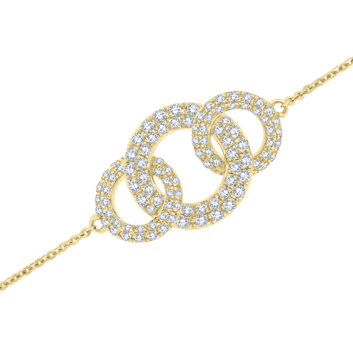 The Aurelia Bracelet: 0.71 CTW Interlocking Triple Link Diamond Bracelet 18K Gold/Platinum