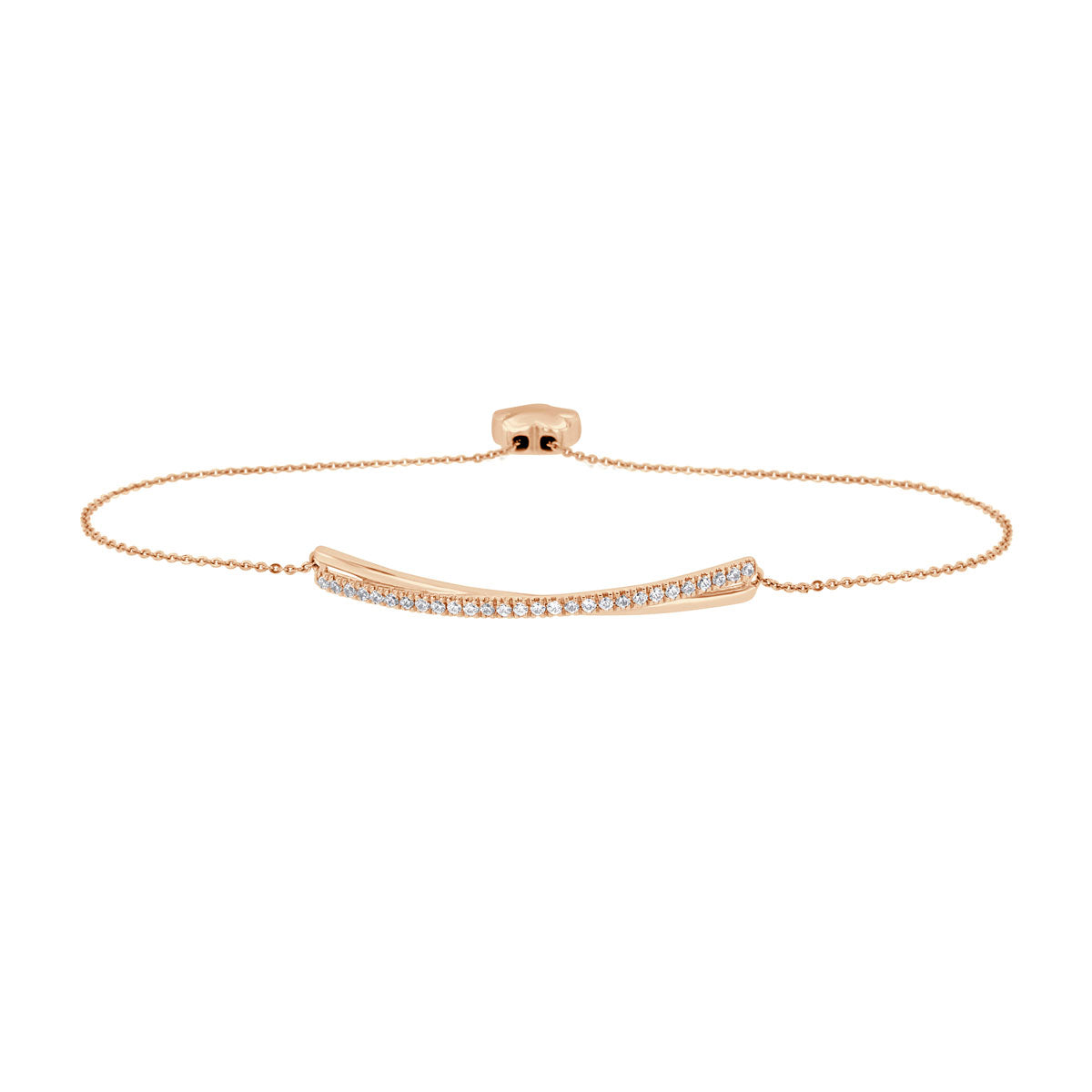 The Lyra Bracelet: 0.35 CTW Twisted Ribbon Pavé Lab-Grown Diamond Bolo Bracelet 18K Gold