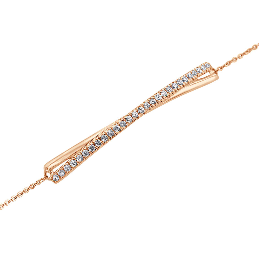 The Lyra Bracelet: 0.35 CTW Twisted Ribbon Pavé Lab-Grown Diamond Bolo Bracelet 18K Gold