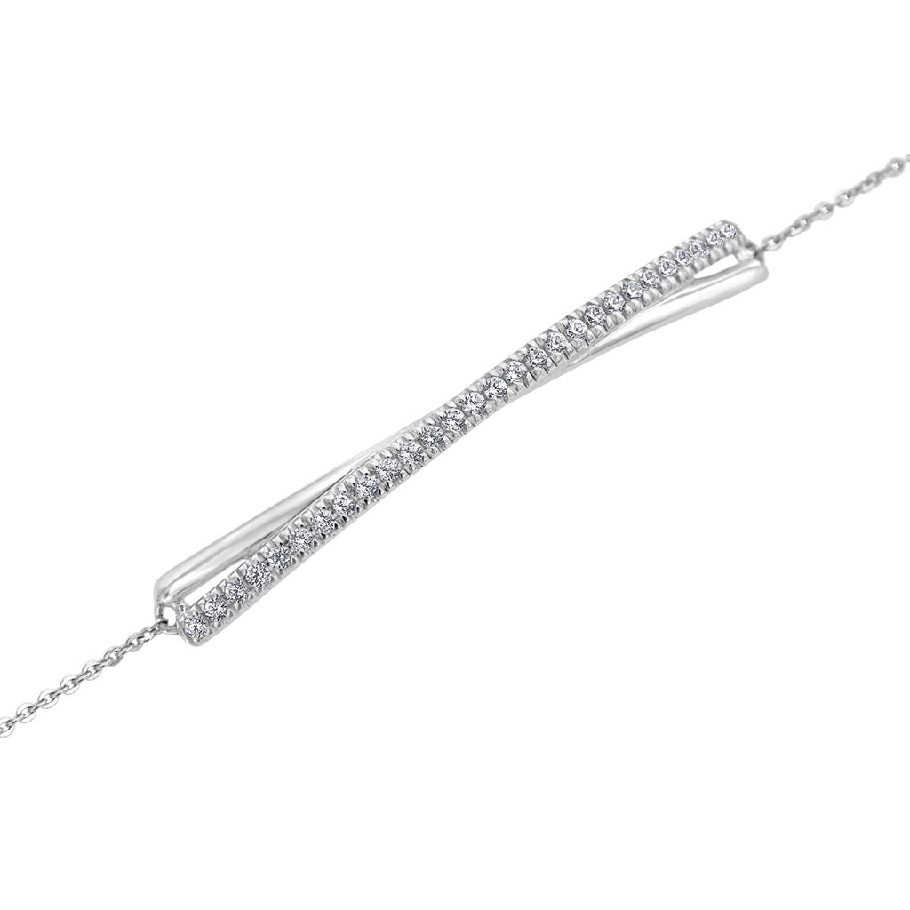 The Lyra Bracelet: 0.35 CTW Twisted Ribbon Pavé Lab-Grown Diamond Bolo Bracelet 18K Gold