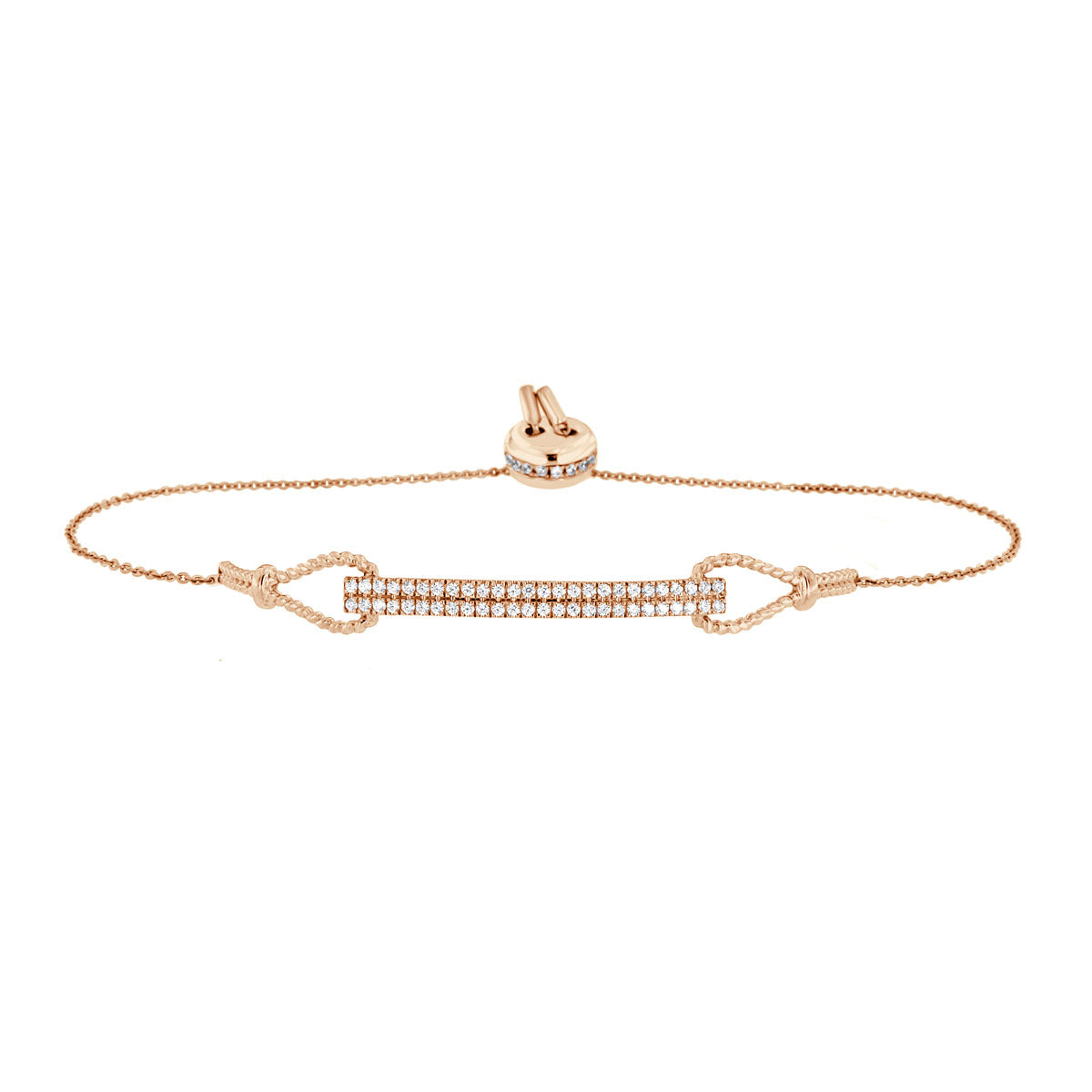 The Stella Bolo: 0.58 CTW Round Lab-Grown Diamond Double-Row Bar Bolo Bracelet 18K Gold