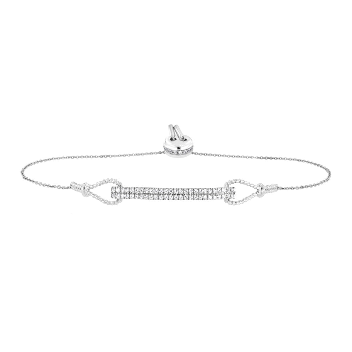 The Stella Bolo: 0.58 CTW Round Lab-Grown Diamond Double-Row Bar Bolo Bracelet 18K Gold