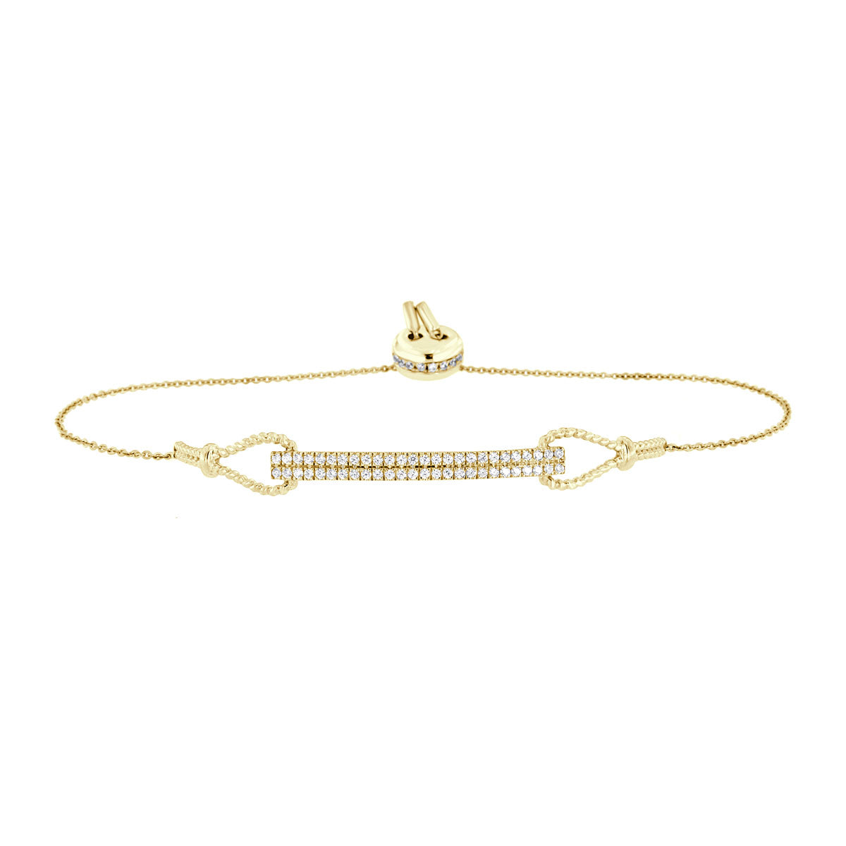 The Stella Bolo: 0.58 CTW Round Lab-Grown Diamond Double-Row Bar Bolo Bracelet 18K Gold