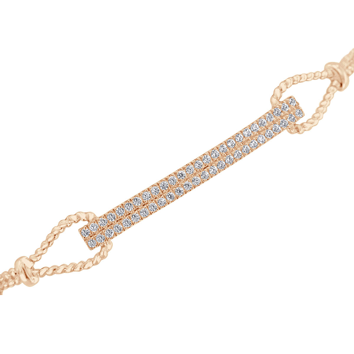 The Stella Bolo: 0.58 CTW Round Lab-Grown Diamond Double-Row Bar Bolo Bracelet 18K Gold