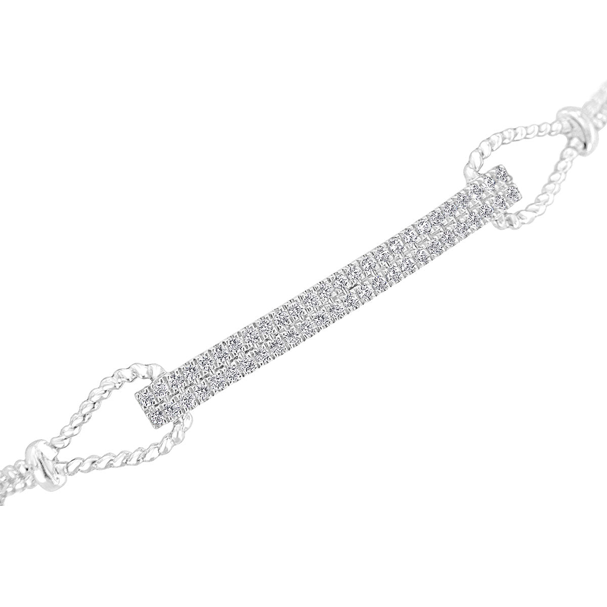 The Stella Bolo: 0.58 CTW Round Lab-Grown Diamond Double-Row Bar Bolo Bracelet 18K Gold