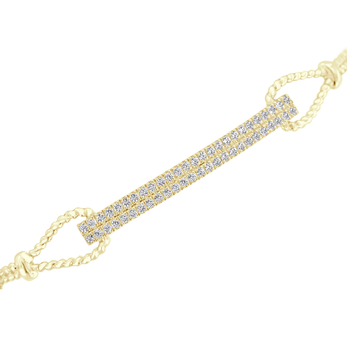 The Stella Bolo: 0.58 CTW Round Lab-Grown Diamond Double-Row Bar Bolo Bracelet 18K Gold