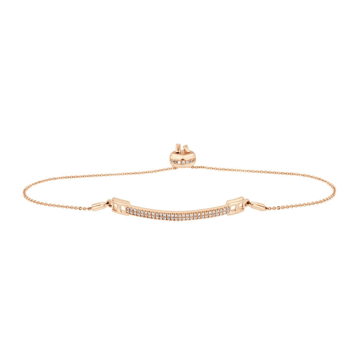 The Linear Fire: 0.48 CTW Double-Row Lab-Grown Diamond Curved Bar Bolo Bracelet 18K Gold