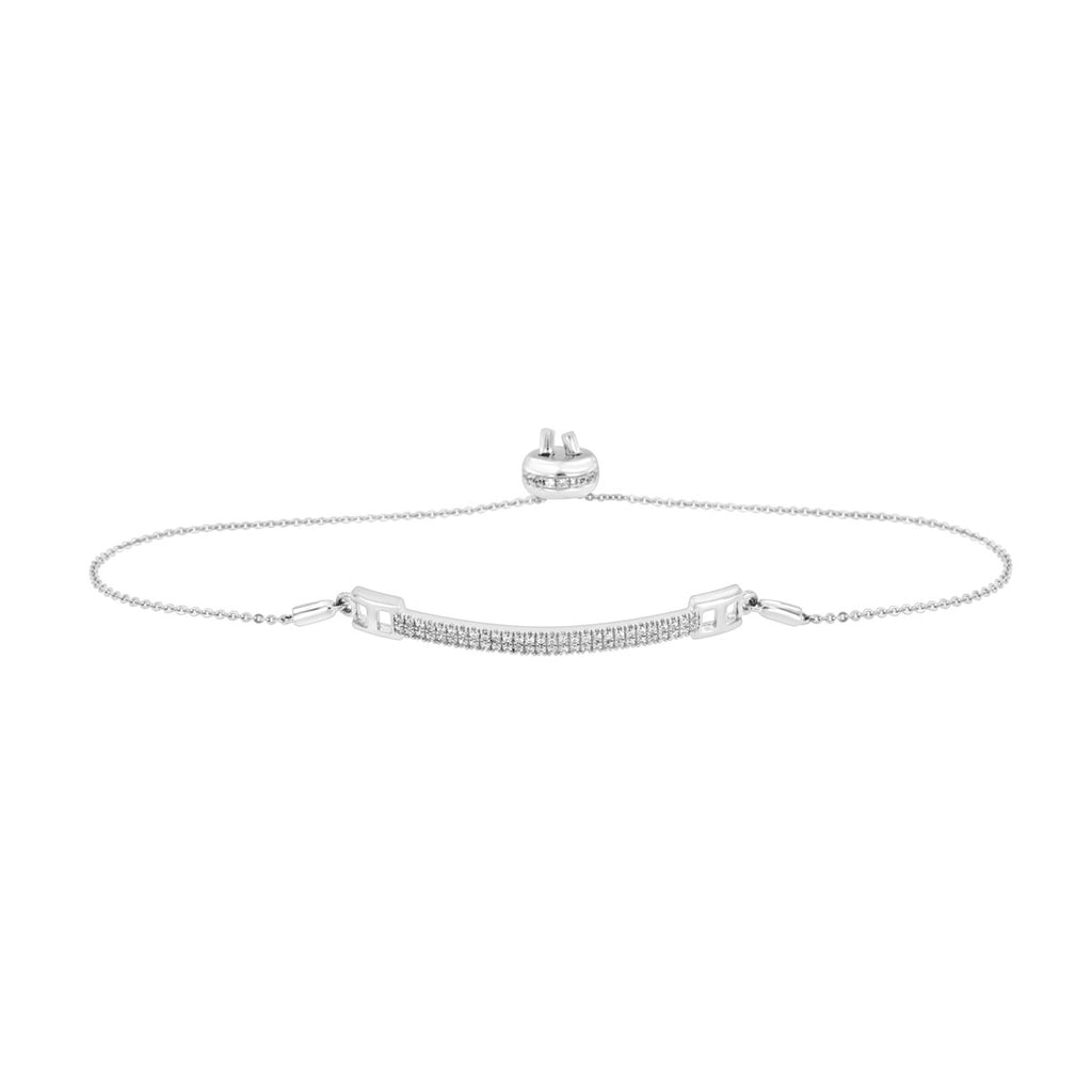 The Linear Fire: 0.48 CTW Double-Row Lab-Grown Diamond Curved Bar Bolo Bracelet 18K Gold