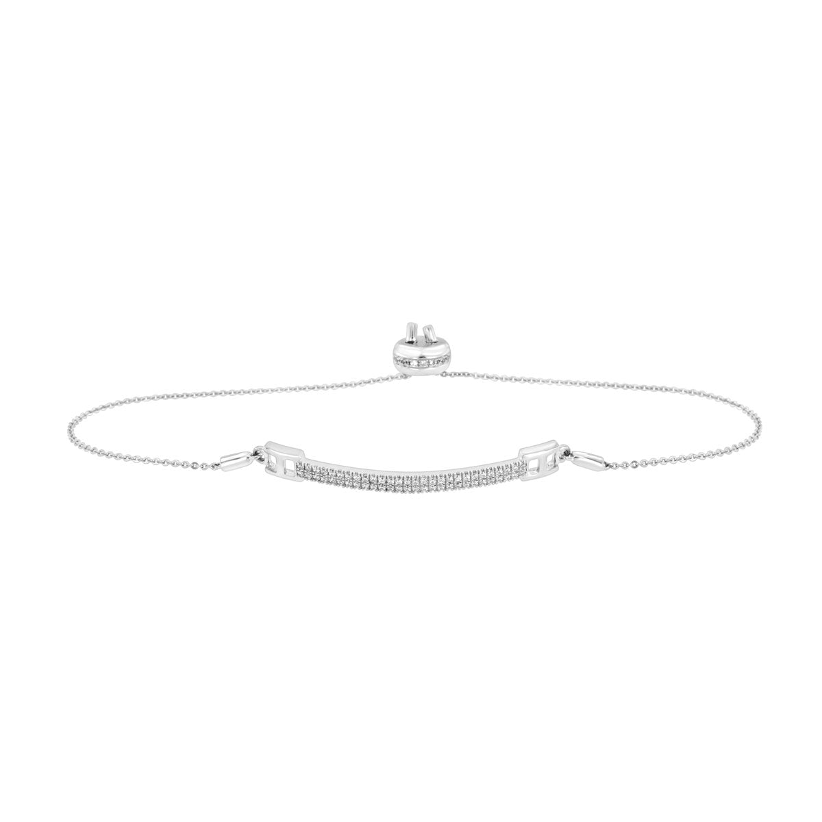 The Linear Fire: 0.48 CTW Double-Row Lab-Grown Diamond Curved Bar Bolo Bracelet 18K Gold