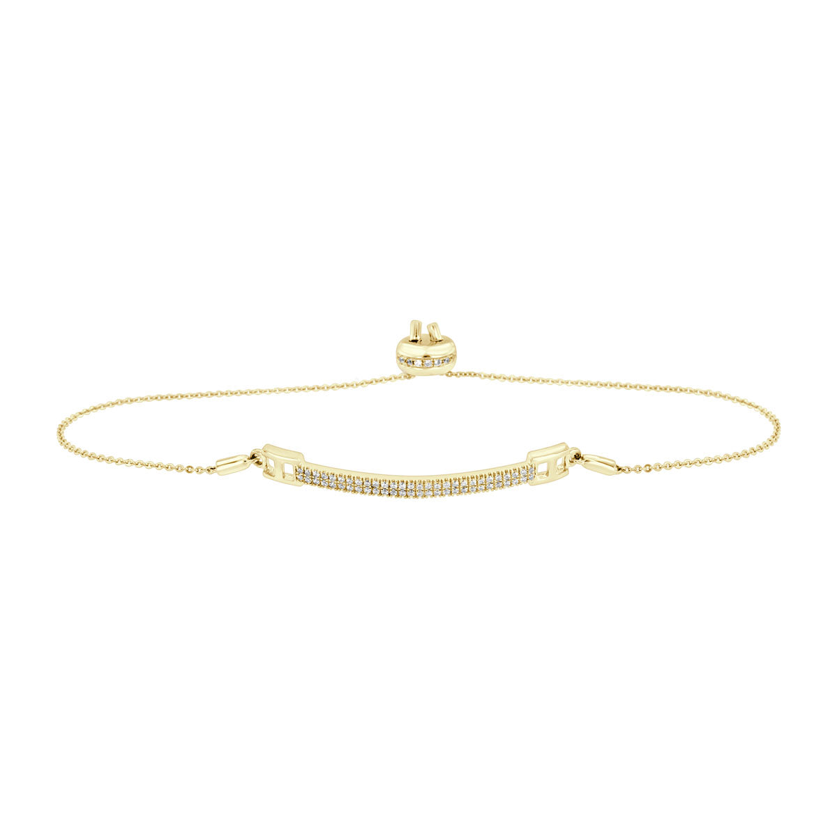 The Linear Fire: 0.48 CTW Double-Row Lab-Grown Diamond Curved Bar Bolo Bracelet 18K Gold