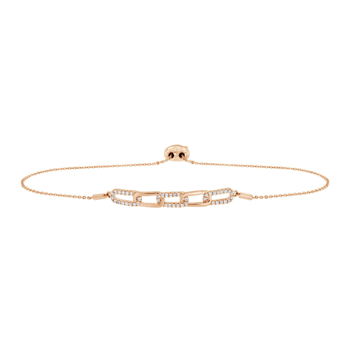 The Camille Paperclip: 0.31 CTW Round Lab-Grown Diamond Alternating Link Bolo Bracelet